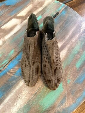 Vince Camuto Perforated Suede Ankle Booties - Olive